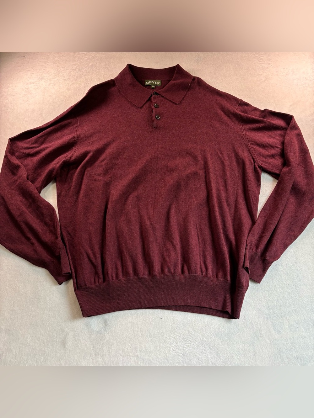 Orvis Men's Wine Red Polo Sweater